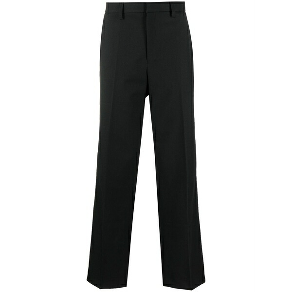 ミスビヘイブ メンズ 心地よいズボン下 ボトムス Mid-rise straight-leg trousers  Black