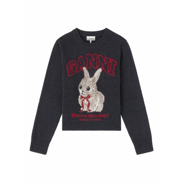 ガニー レディース 編み物\u0026プルオーバー アウター  rabbit-print graphic sweater Grey