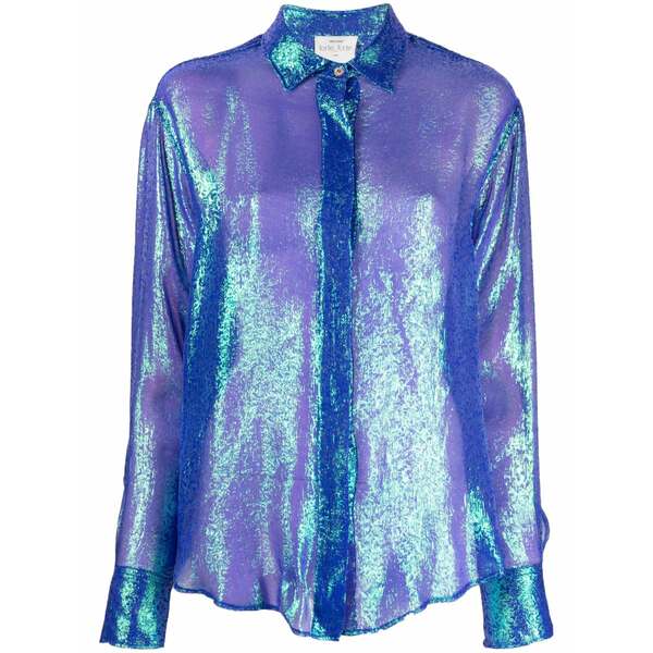 フォルテ フォルテ レディース プルオーバー トップス Metallic-jacquard silk-blend shirt Blue