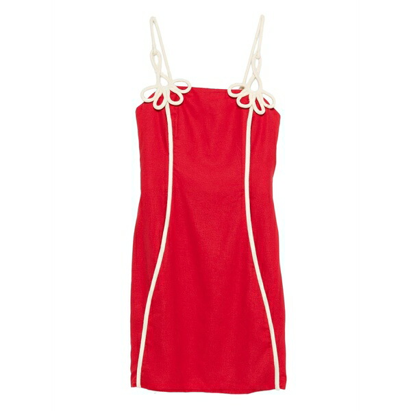 耕園 リオ レディース 衣裳 トップス Flower strap piped mini dress Red