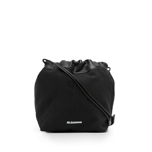 ジル・サンダー レディース ショルダーバッグ 御徒面子 Logo drawstring shoulder bag Black
