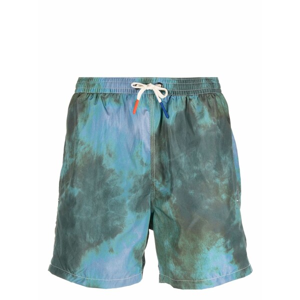 アルテア メンズ 心地よいズボン下 ボトムス Tie-dye effect drawstring shorts Green