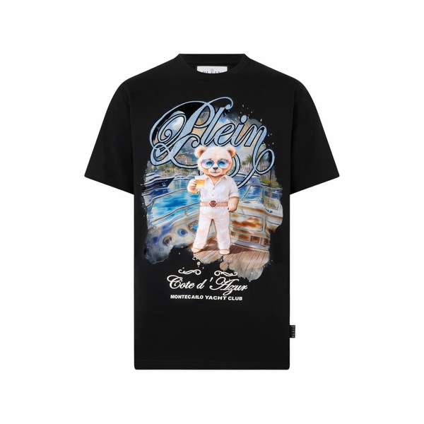 フィリップ飾り気の無い メンズ プルオーバー トップス Round-neck printed t-shirt Black