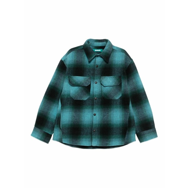 バロウ メンズ ティーシャツ トップス Check-print pocket shirt Blue
