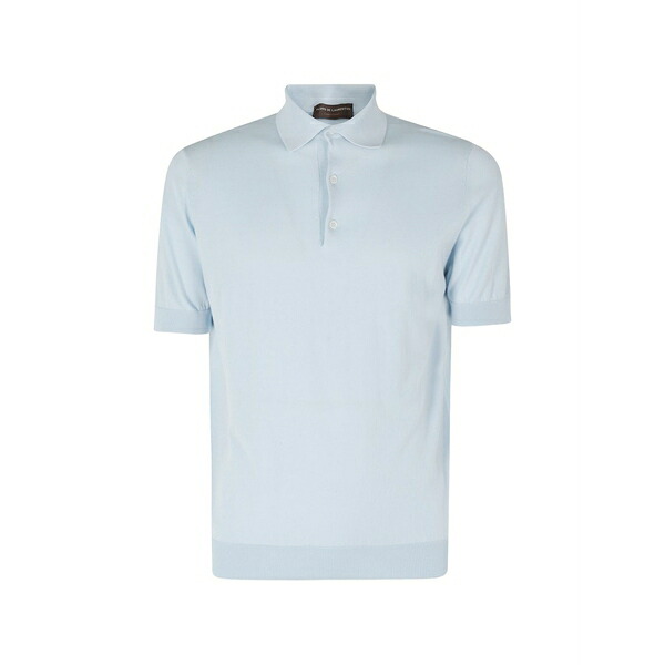 フィリッポ デ ラウレンティス メンズ スポーツシャツ トップス Short-sleeve knitted polo shirt Blue