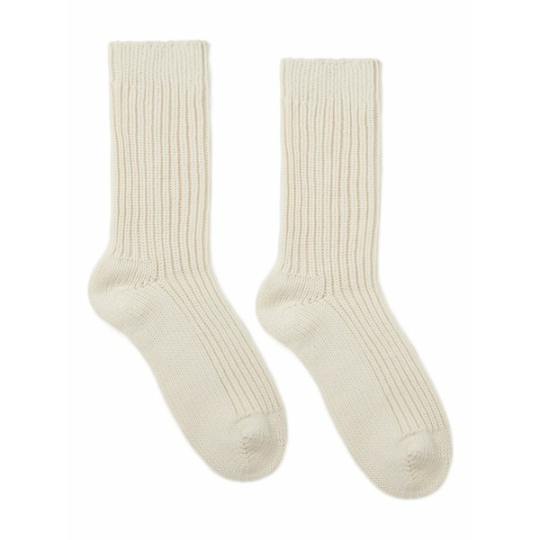 アラヌイ レディース ソックス アンダー御召しもの Ribbed cashmere socks White