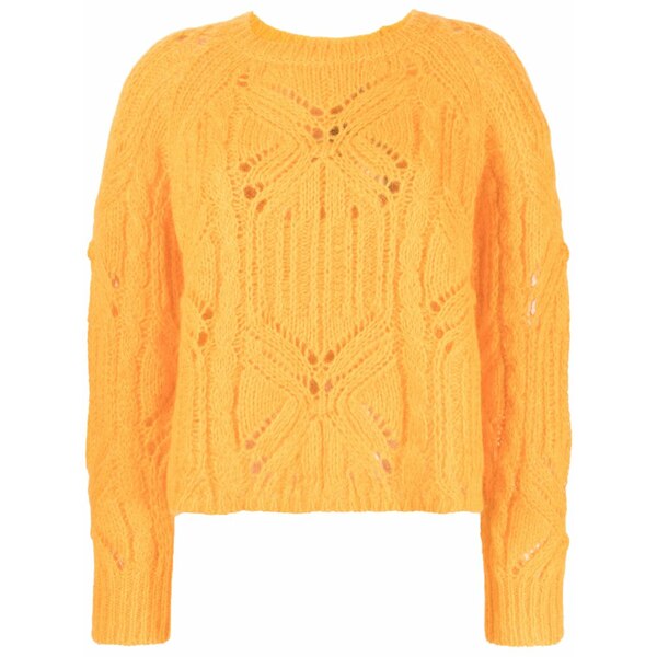 ツイン仕掛ける レディース 編み物\u0026スウェーター アウター Open cable-knit long-sleeve jumper Orange