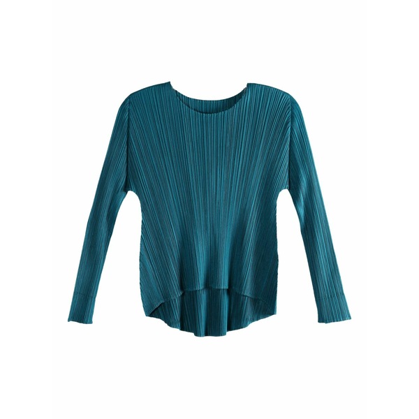 筋目 プリーズ イッセイ ミヤケ レディース プルオーバー トップス Pleated long-sleeve top Blue