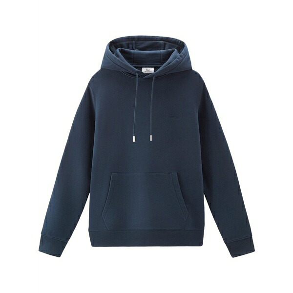 羊毛 一財産 メンズ パーカー・スウェットシャツ アウター Logo-embroidered cotton hoodie Blue