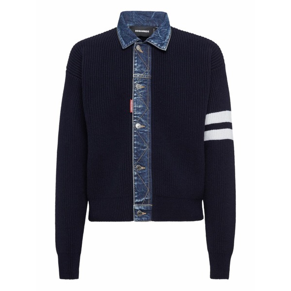 ディースクエアード メンズ 編み物\u0026スウェーター アウター Panelled jumper Blue