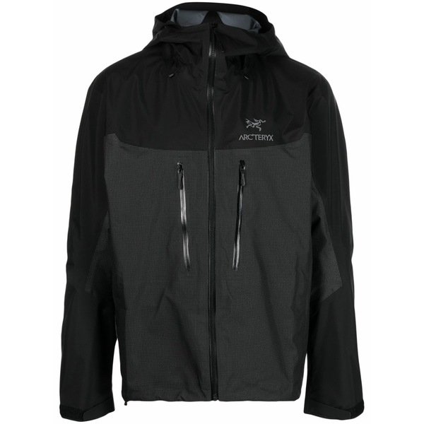 アークテリクス メンズ 上衣＆上衣 アウター Alpha logo-embroidered hooded jacket Black