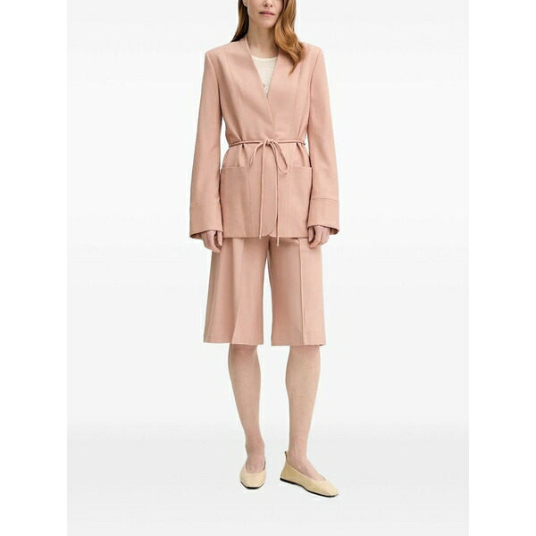 エーロン レディース 厚地の外套 アウター Belted pocketed single-breasted coat Pink