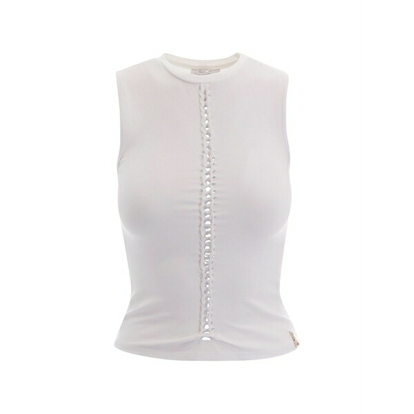 パトリツィア ペペ レディース カットソー トップス Braided-detail sleeveless top White