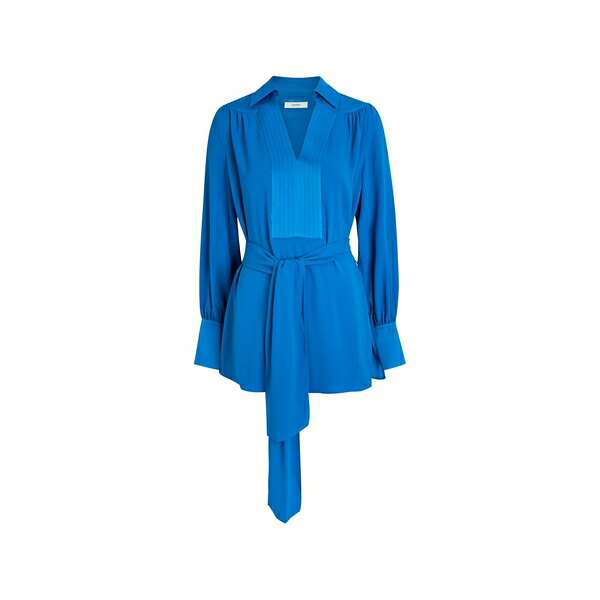 ジョセフ レディース シャツ トップス Belted pintuck-detail blouse Blue|asty