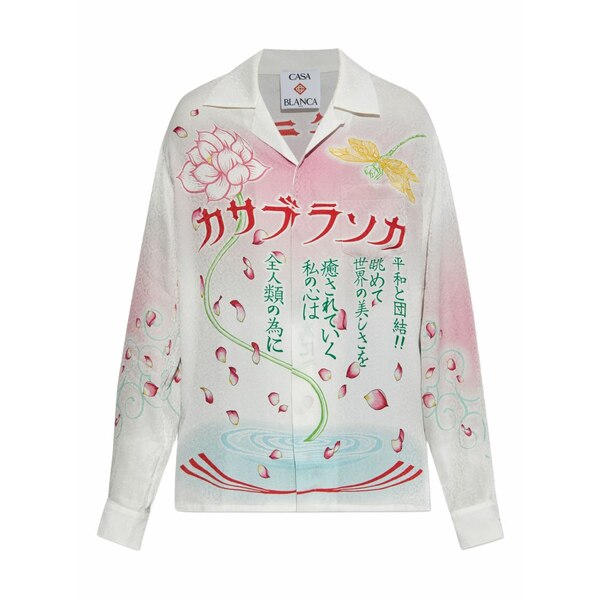 カサブランカ レディース シャツ トップス Printed silk shirt White|asty