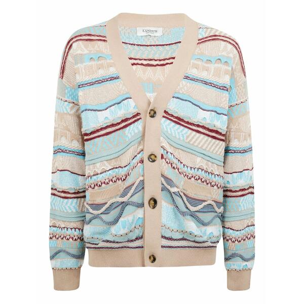 ラネウス メンズ カーディガン アウター Patterned-jacquard cardigan Blue｜asty