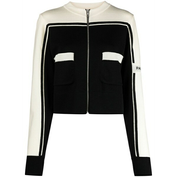 パーム・エンジェルス レディース 編み物\u0026スウェーター アウター Logo-intarsia wool zip cardigan Black