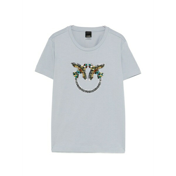 ピンコ レディース Tシャツ トップス Embellished t-shirt Blue|asty