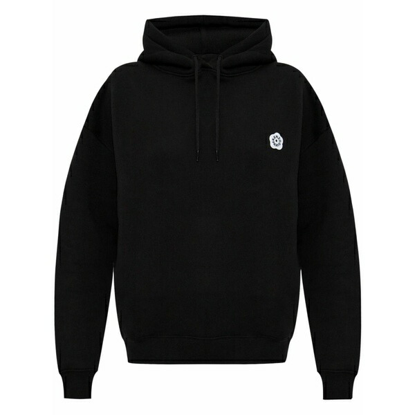 ケンゾー レディース パーカー・スウェットシャツ アウター Logo-embroidery cotton hoodie Black