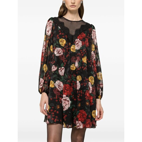ニッサ レディース ワンピース トップス Floral-print mini dress Black｜asty