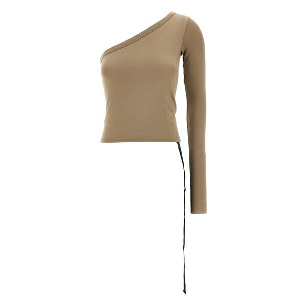 リックオウエンス レディース シャツ トップス Ziggy asymmetric-neckline t-shirt Neutrals|asty