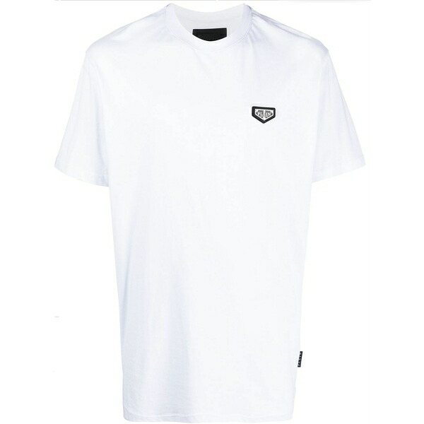 フィリッププレイン メンズ Tシャツ トップス Logo-patch crew-neck t-shirt White｜asty 43,080円
