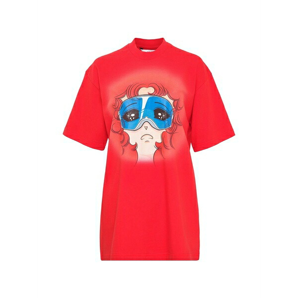 うしろ押し名取り草 レディース プルオーバー トップス Graphic-print t-shirt Red