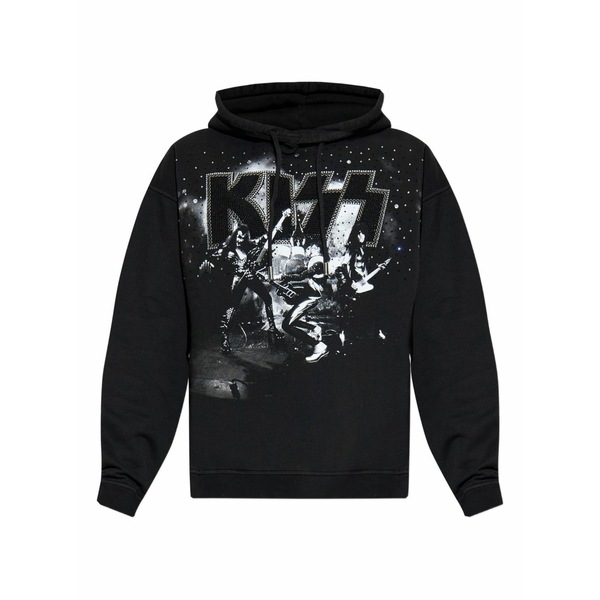 ディースクエアード メンズ パーカー・スウェットシャツ アウター X kiss embellished graphic hoodie Black｜asty