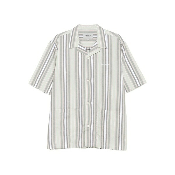 カーハート メンズ シャツ トップス Folsey striped short-sleeve shirt Green｜asty