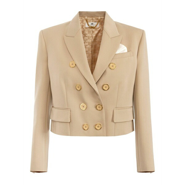 エリザベスフランキ レディース 上衣＆上衣 アウター Double-breasted tailored blazer Neutrals