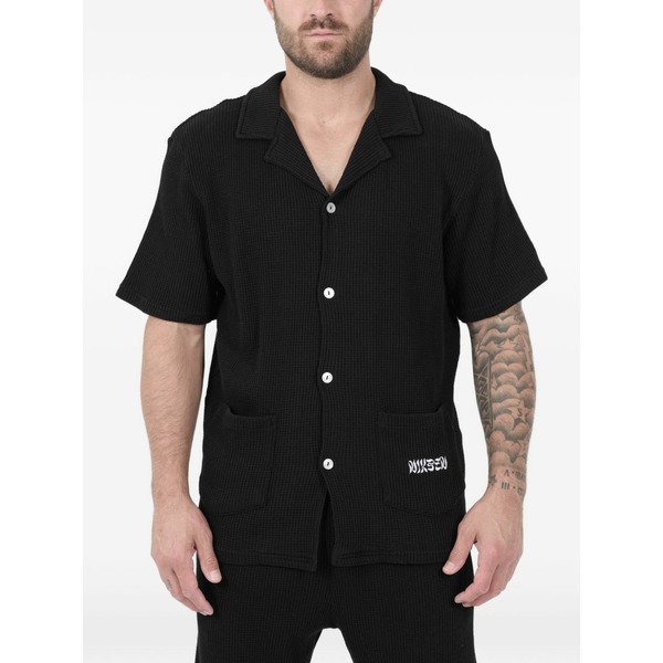 ニックベン メンズ プルオーバー トップス Short-sleeve textured shirt Black
