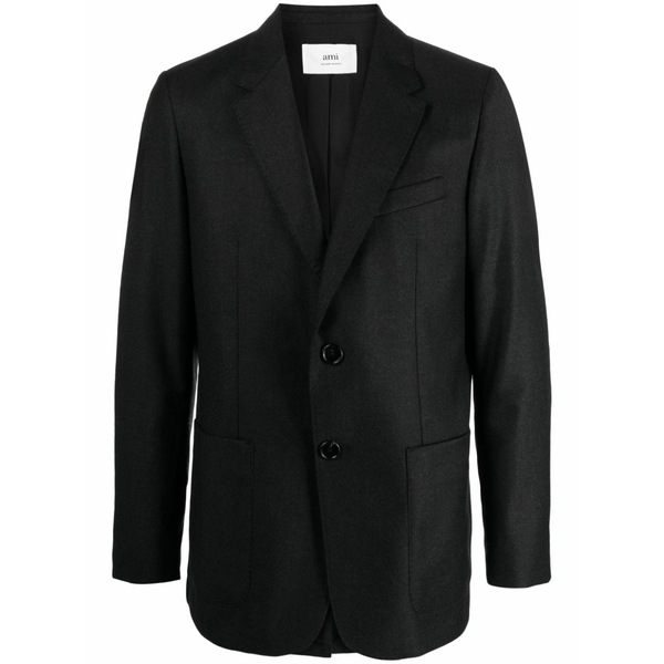 アミ メンズ ジャケット＆ブルゾン アウター Single-breasted virgin-wool blazer Grey