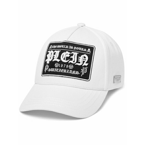 フィリッププレイン メンズ 帽子 アクセサリー Logo-embroidered baseball cap White｜asty