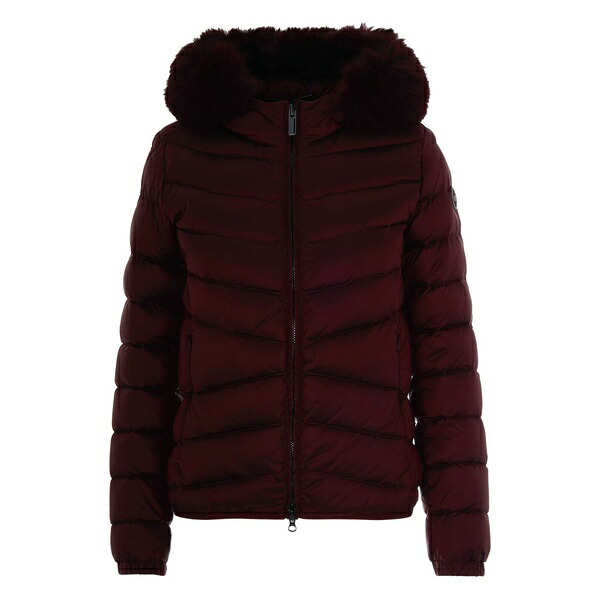 コルマール レディース 上衣＆上衣 アウター Quilted trimmed hooded jacket Red コート・ジャケット-レディースファッション