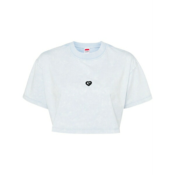 地びた 絶無 レディース プルオーバー トップス Logo-appliqu茫漏 cropped t-shirt Blue