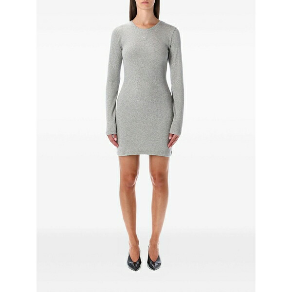 マリーン セル レディース ワンピース トップス Long-sleeve logo mini dress Grey｜asty