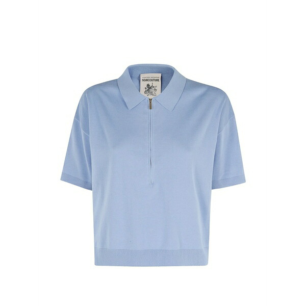 セミクチュール レディース スポーツシャツ トップス Ambre zipped polo top Blue