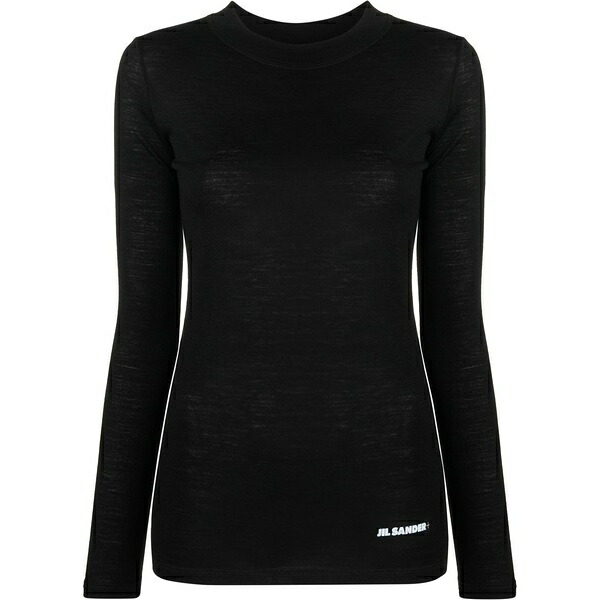 ジル・サンダー レディース Tシャツ トップス Logo-print long-sleeve t-shirt Black｜asty 36,920円