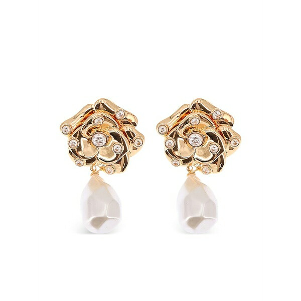 セルフ・ポートレイト レディース ピアス&イヤリング アクセサリー Flower pearl drop earrings Gold|asty