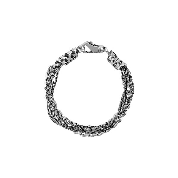 エマニュエレ ビコッキ メンズ ブレスレット・バングル・アンクレット 付属物 Braid and chain bracelet Silver