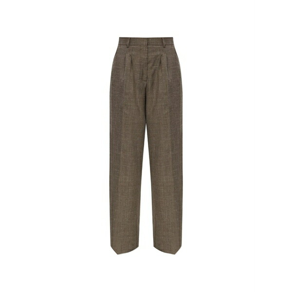 オフィシンジェネレール レディース カジュアルパンツ ボトムス Pleated wide-leg trousers Brown｜asty