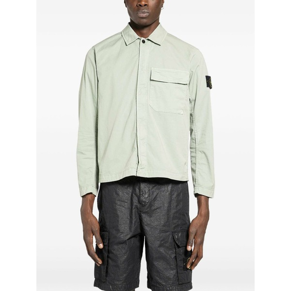 ストーンアイランド メンズ ジャケット＆ブルゾン アウター Compass-badge overshirt Green｜asty