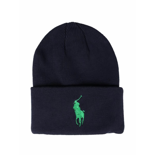 ラルフローレン メンズ 帽子 アクセサリー Logo beanie hat Blue｜asty