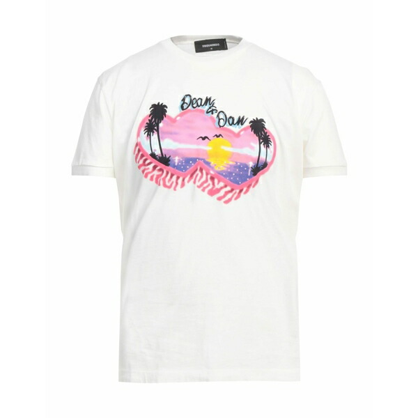 【送料無料】 ディースクエアード メンズ Tシャツ トップス T-shirts White