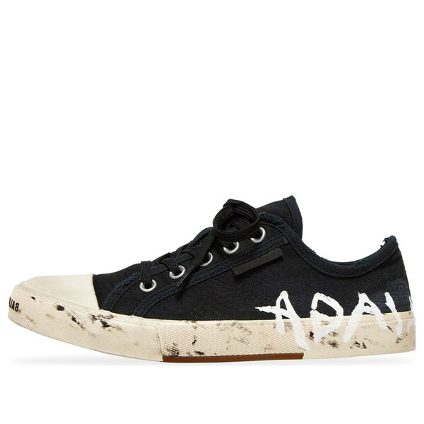 Balenciaga バレンシアガ レディース スニーカー 【(WMNS) Balenciaga Paris Low Top Graffiti Sneakers 'Black and White Destroyed Cotton' 688757W3RR51099】 サイズ US_7(24.0cm)|asty