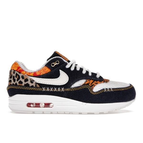 Nike ナイキ メンズ スニーカー 【Nike Air Max 1 Premium Denim Leopard】 サイズ US_9(27.0cm) Medium Blue/White/University Gold/Picante Red/Metallic Gold/Desert Ochre｜asty