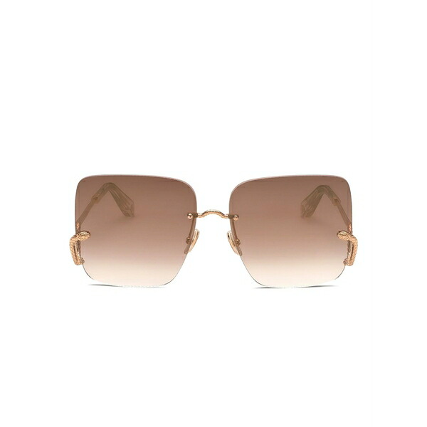 ロベルトカヴァリ レディース 黒眼鏡＆アイウェア 付属物 Square snake sunglasses Gold