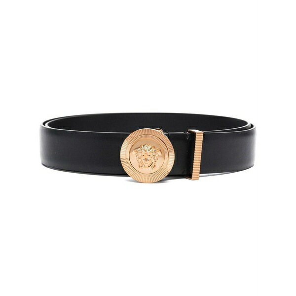 ヴェルサーチ メンズ 三尺帯 付属物 Medusa biggie leather belt Black