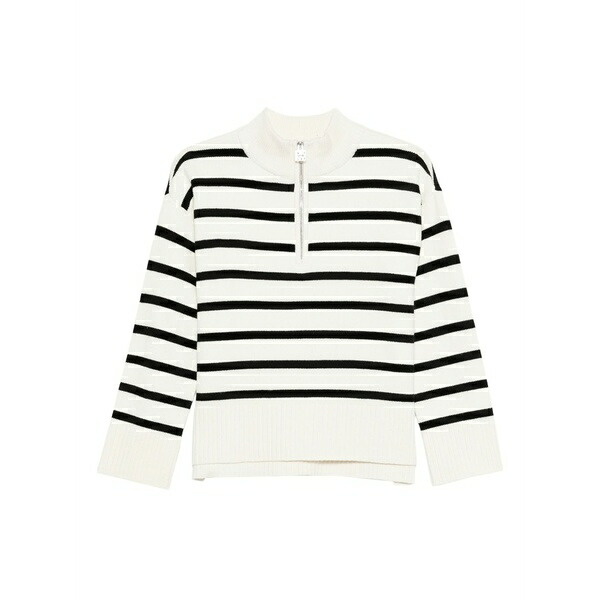 ダナ キャラン ニューヨーク レディース ニット&セーター アウター Striped half-zip jumper White｜asty