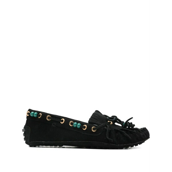 農場 リオ レディース スリッポン・ローファー シューズ Beaded fringed loafers Black